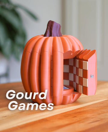 Pumpkin Game Set: Magnetic Checkers, Cribbage, Dice Tower, Card Holder