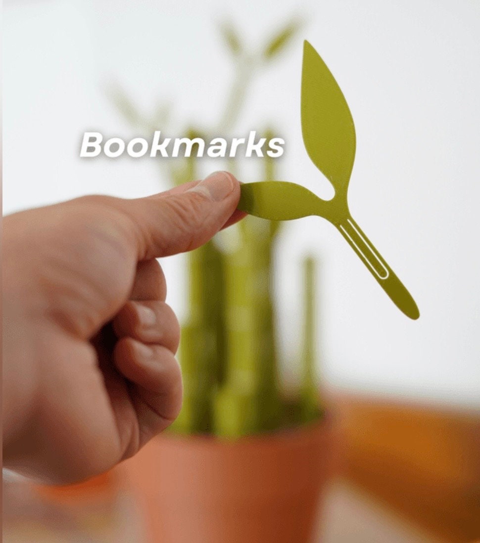 Bamboo Bookends Pens Highlighters Post It Note Dispenser 3D Printed Plant | House Plant Sticky Notes Post-It House Plant Decor ForgeCore