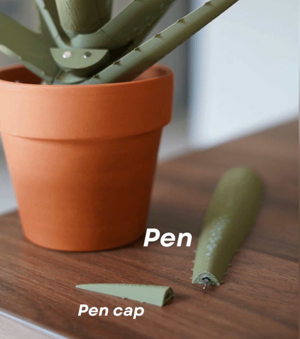 3D Printed Aloe Vera Pen Plant | Each Stem Is A Pen House Plant For People Who Can't Keep House Plants Alive Decor Pen Holder ForgeCore