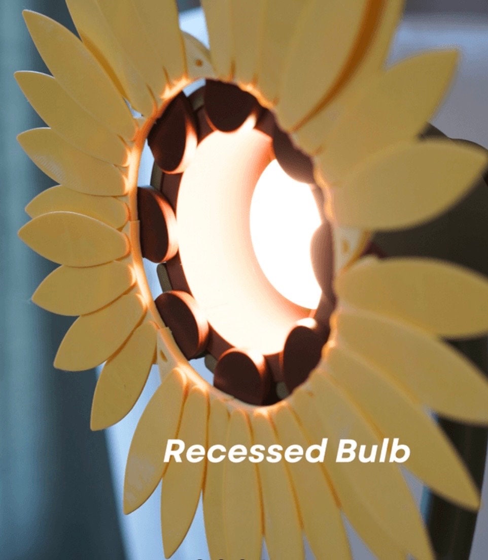 Sunflower Lamp 3D Printed House Plant | Light House Plant Nursery Reading End Table and Nightstand Nightlight End Plant Decor ForgeCore