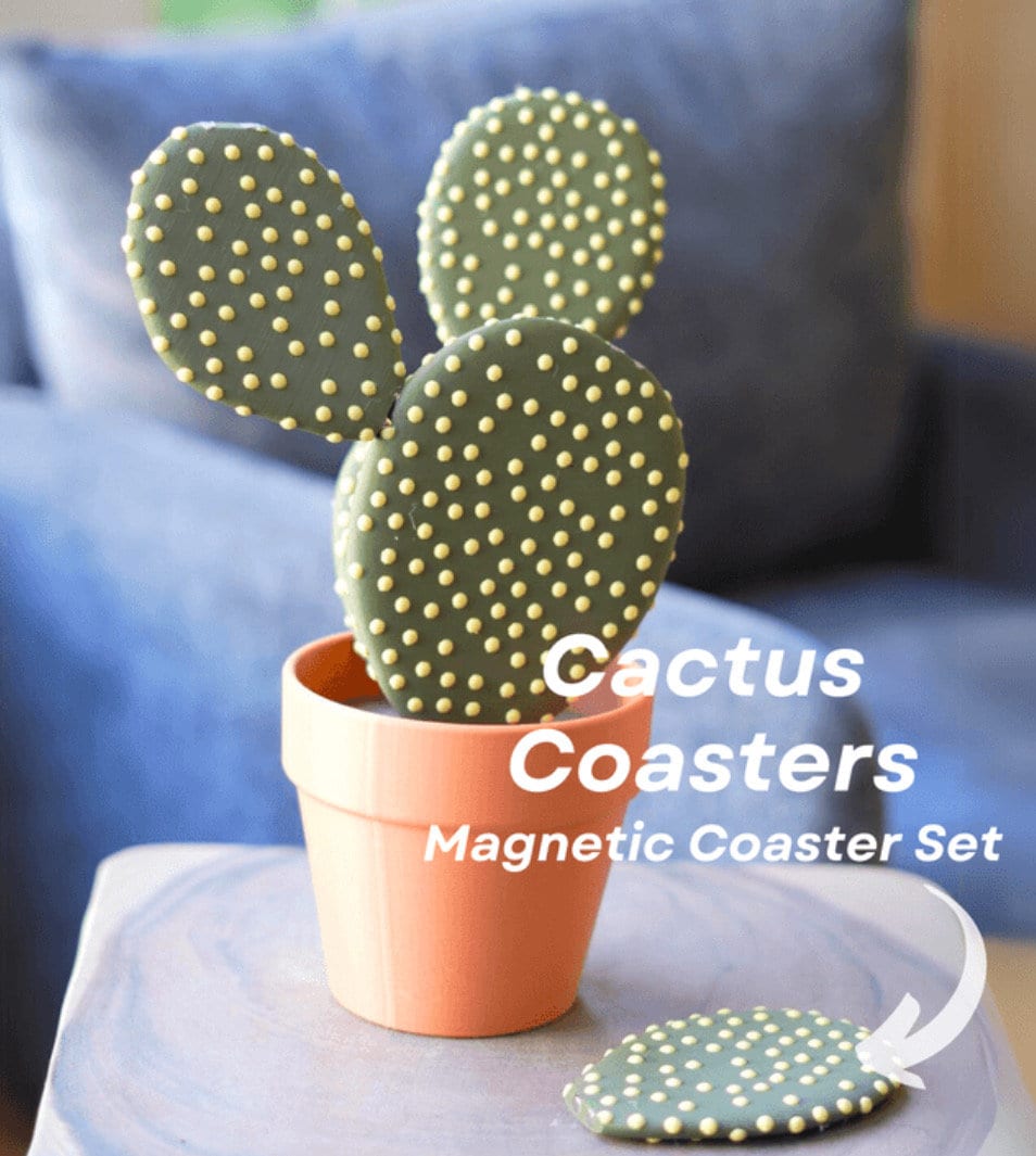 Magnetic Cactus Coaster Set - Unique Plant-Themed Drink Coasters for Home and Office