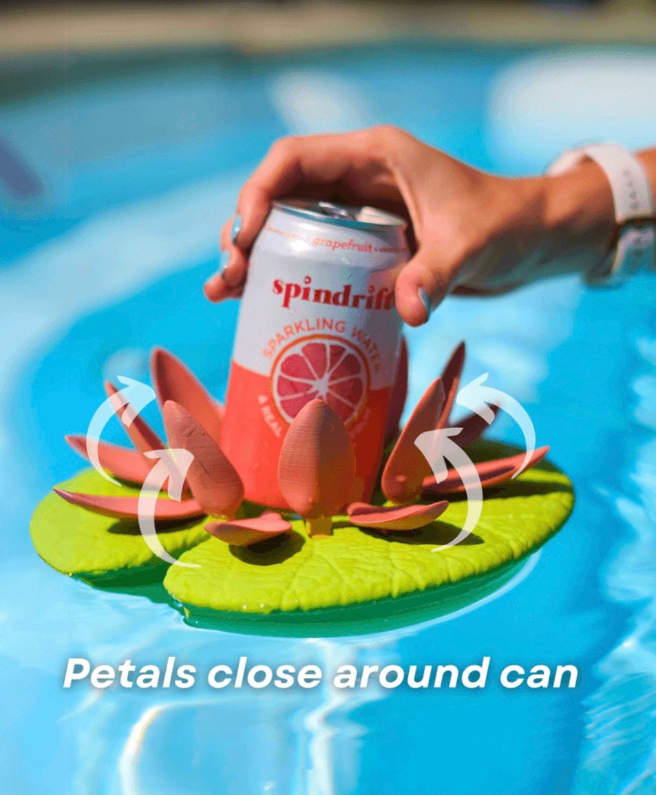 Floating Lily Pad Cupholder: Pool Drink Holder with Adjustable Petals