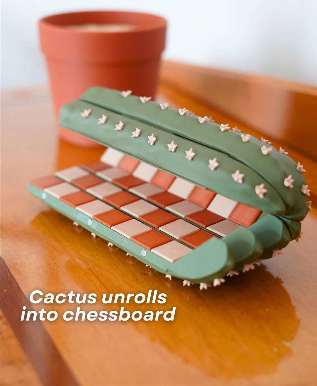 Cactus Chess/Checkers Set: Roll Up Travel Board Game