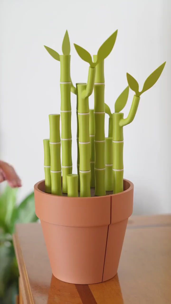 Bamboo Bookends Pens Highlighters Post It Note Dispenser 3D Printed Plant | House Plant Sticky Notes Post-It House Plant Decor ForgeCore